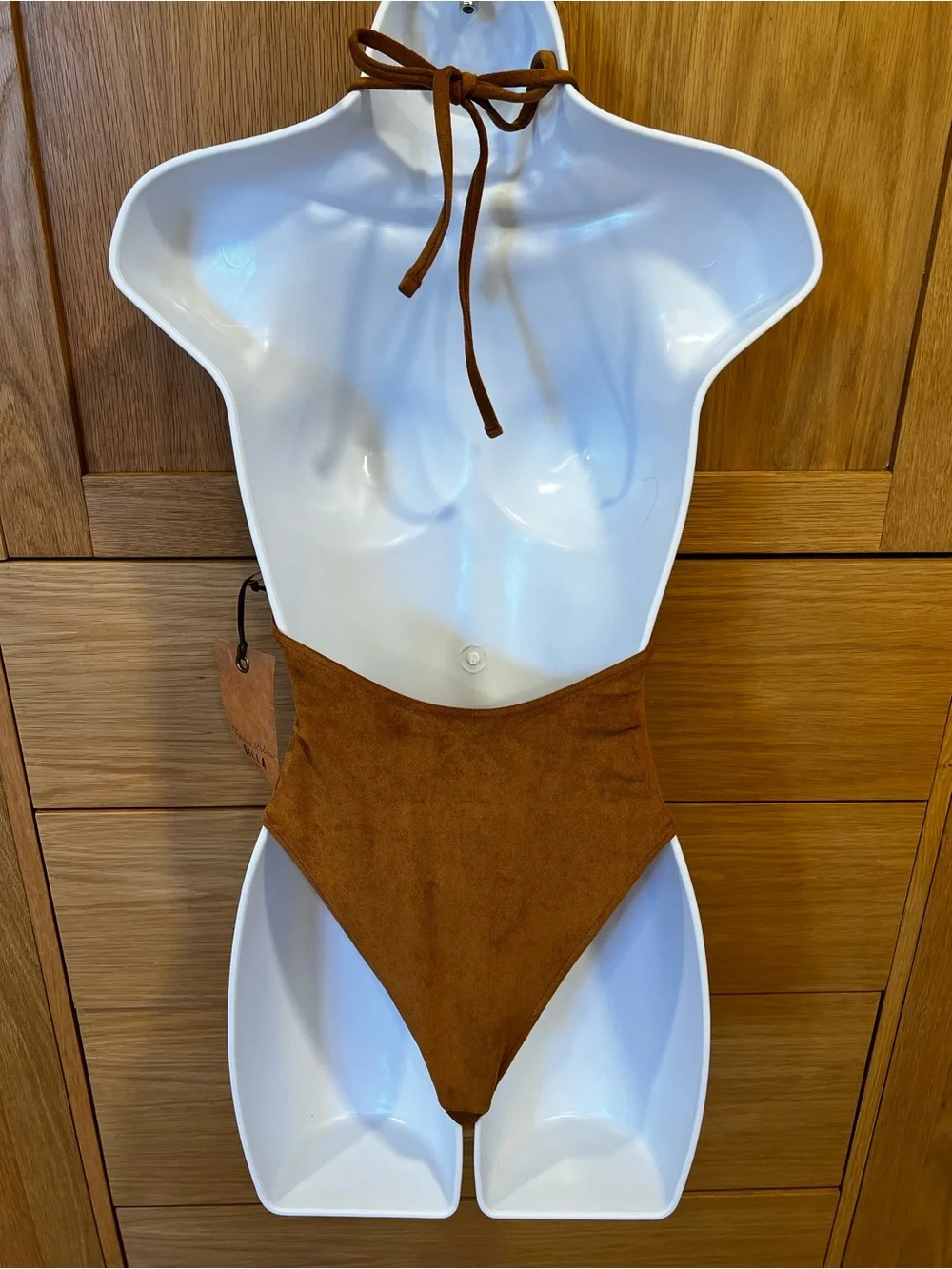 Frankies Bikinis x Bella Hadid Barrel Suede One-Piece Swimsuit Size Small NWT